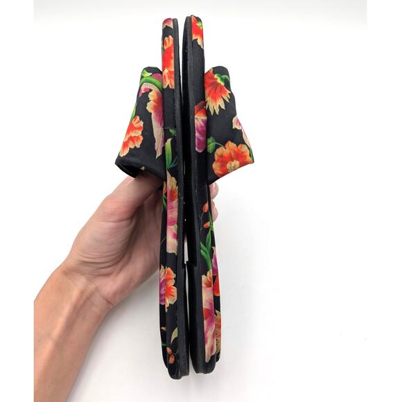 Natori Radial Chikayo Satin Slide Sandal Women's Black/Multi Size US6M EU36.5 - Picture 5 of 11